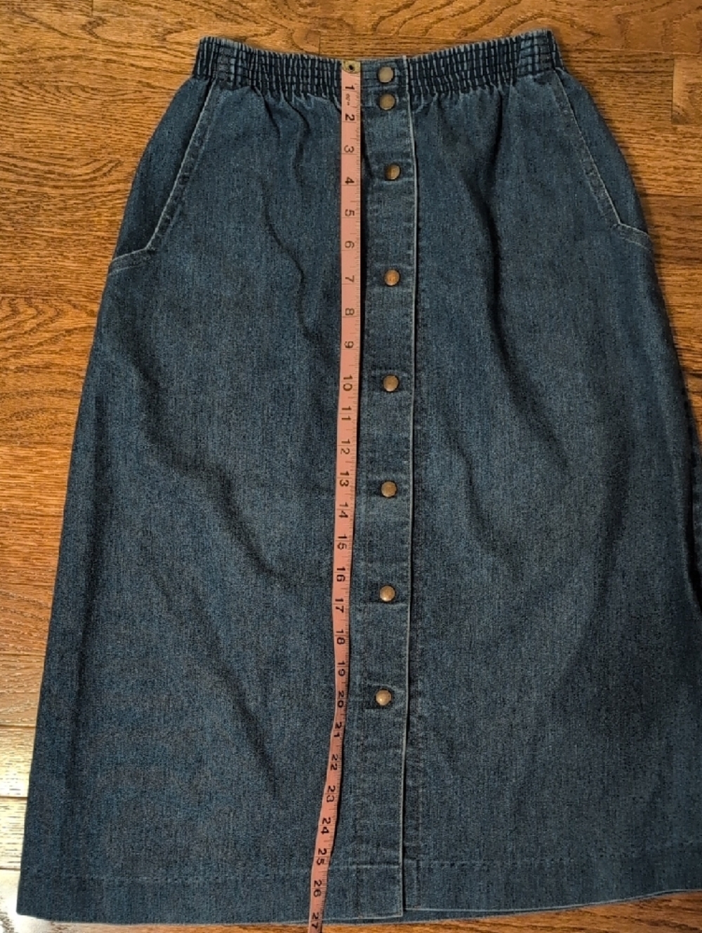 Koret Dark Blue Vintage Button-Front High Waisted Denim Midi Skirt - Picture 6 of 7